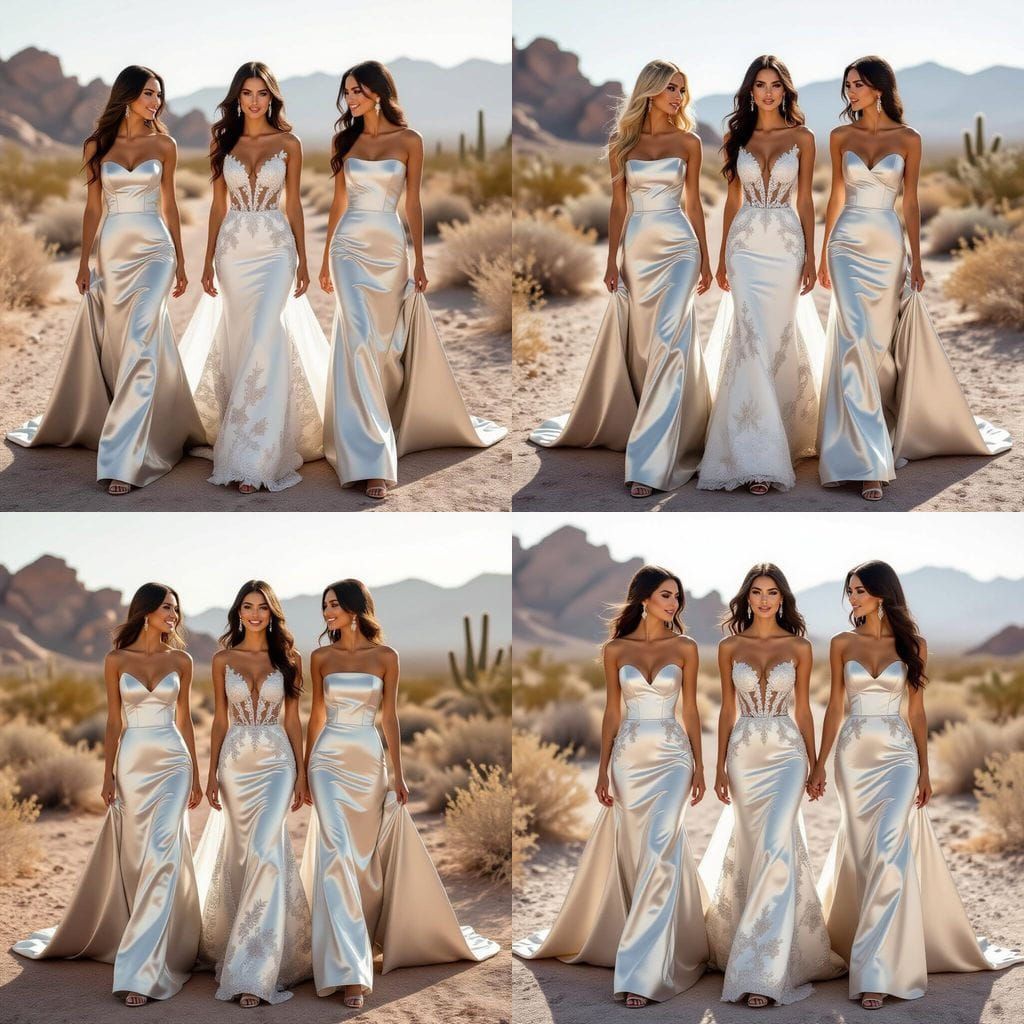 Silver Gowns in Desert Landscape