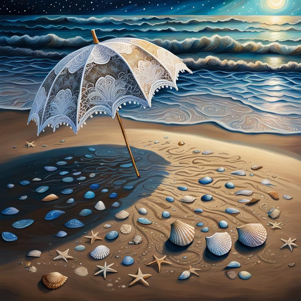 Whimsical Beachside Oasis Beneath Starry Skies