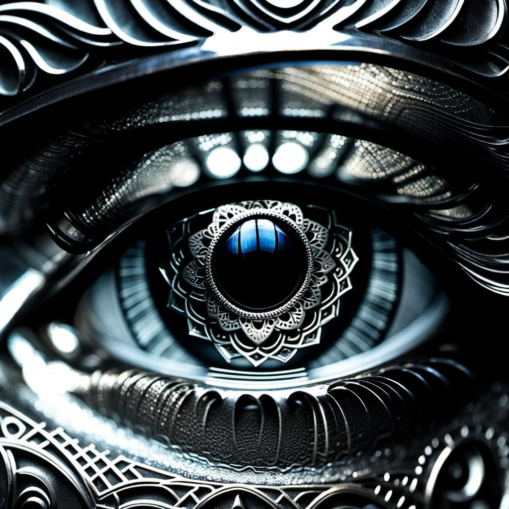 Detailed Macro Photograph of Geometric Eye