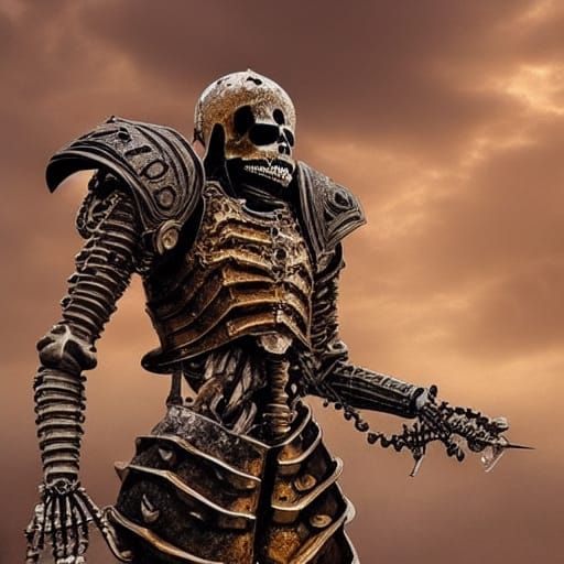 Undead Skeleton Knight on Golden Throne