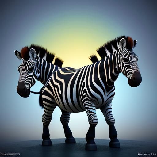 Zebras in Bright 3D Digital Art Style