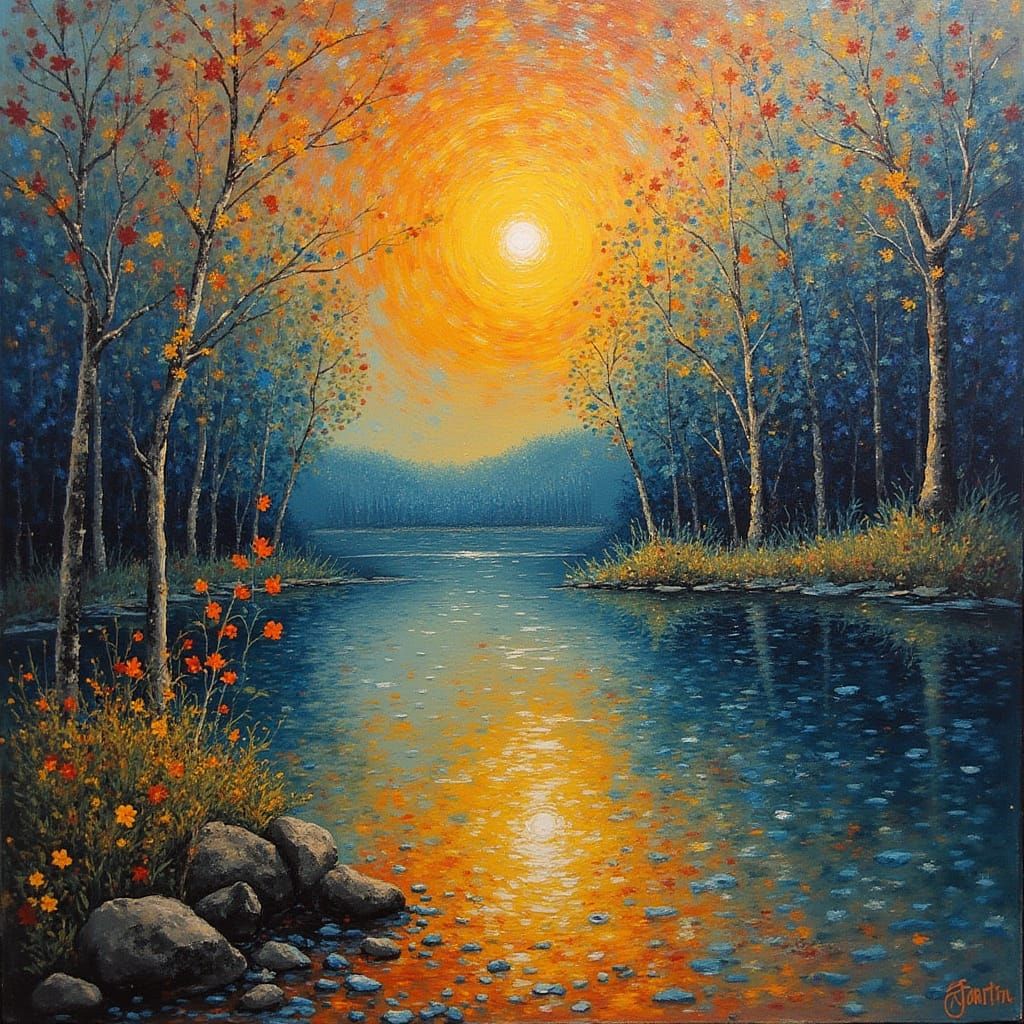 Woman in Floral Dress: Impressionist Art