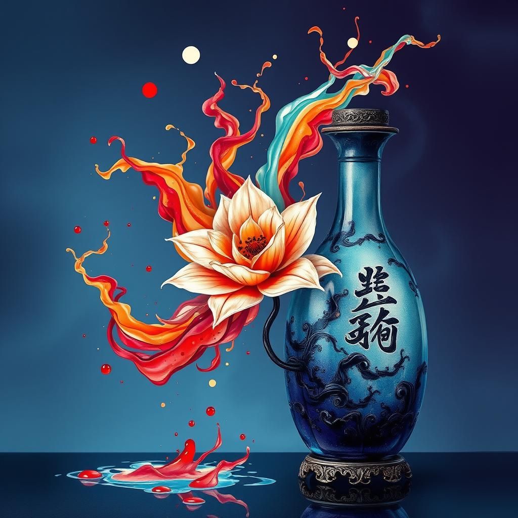 Magical Ink Flower in Chinese Art Style