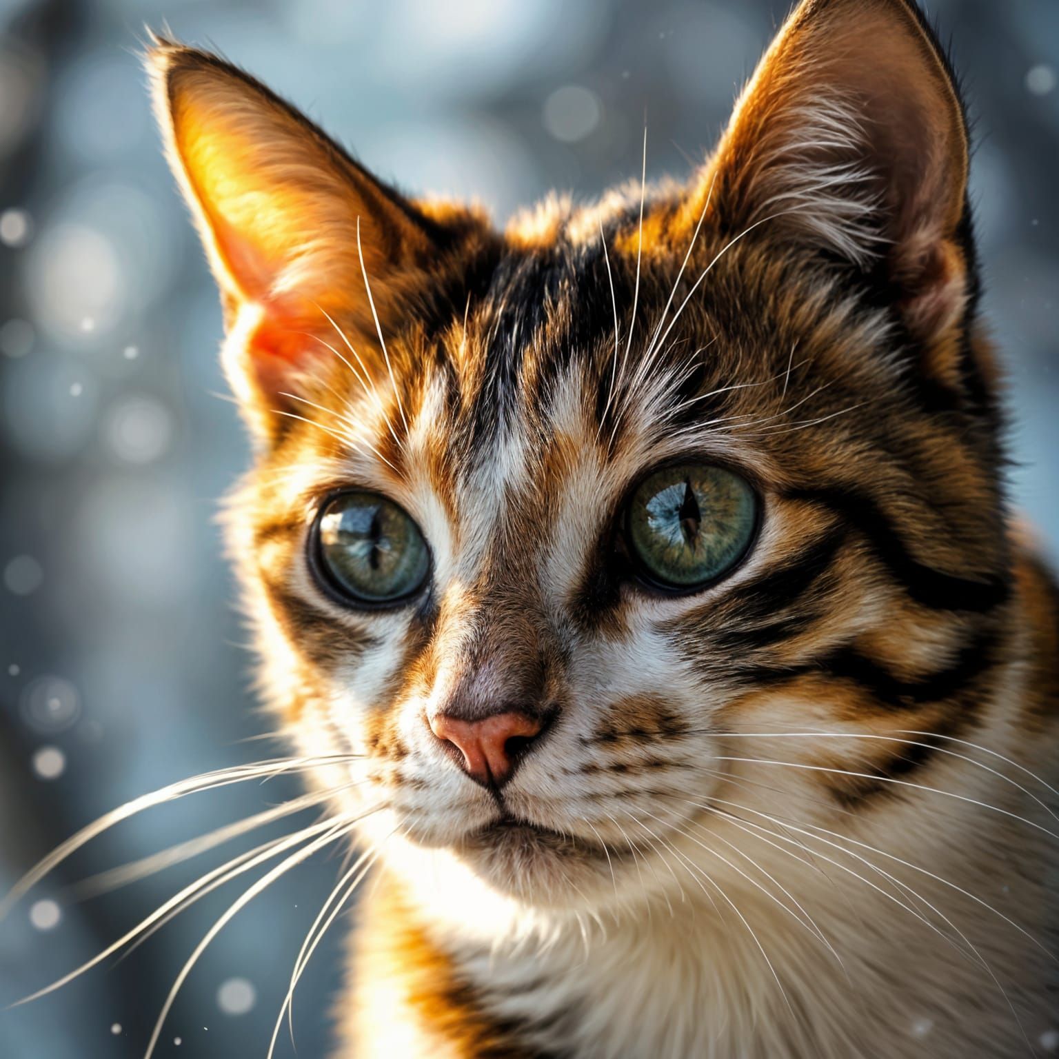 Calico Cat Portrait with Cinematic Lighting