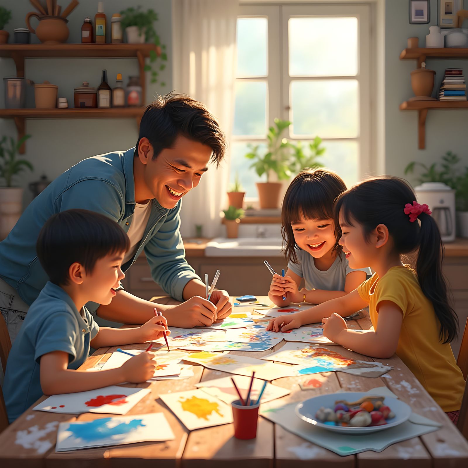 Joyful Family Art Session in Vibrant Daylight