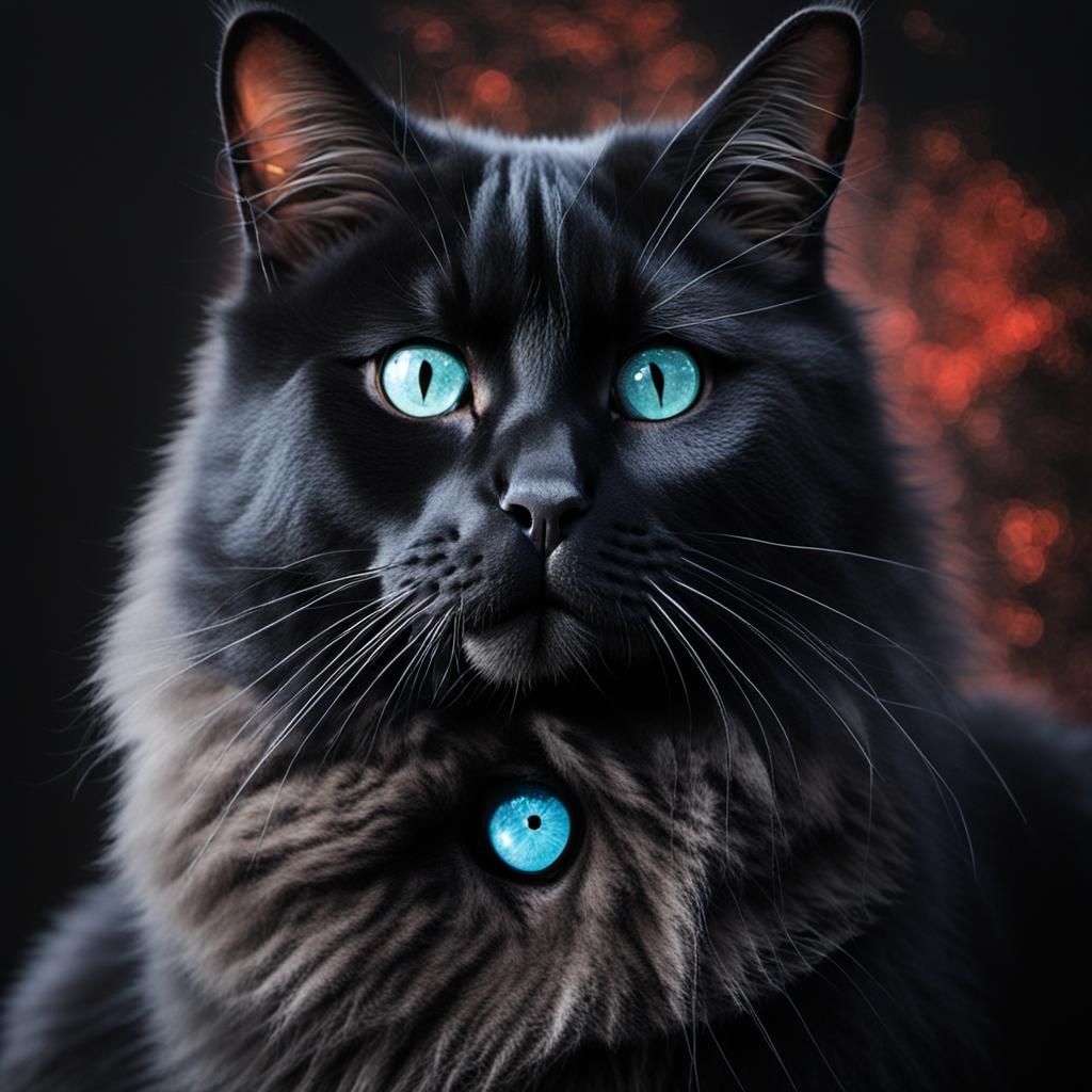 Black Cat with Blue Eyes: AI Art