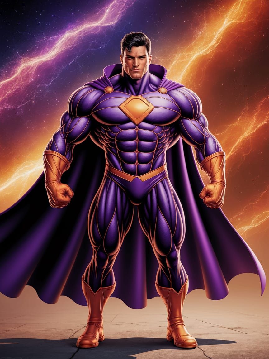Muscular Superhero in Cosmic Gear