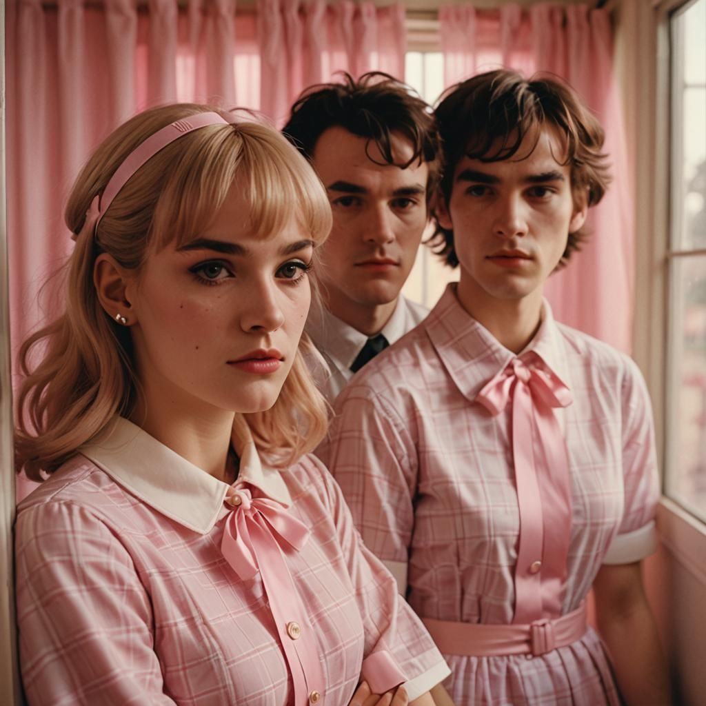Crossdressing Boys in Pink Dresses, Cinematic Portrait