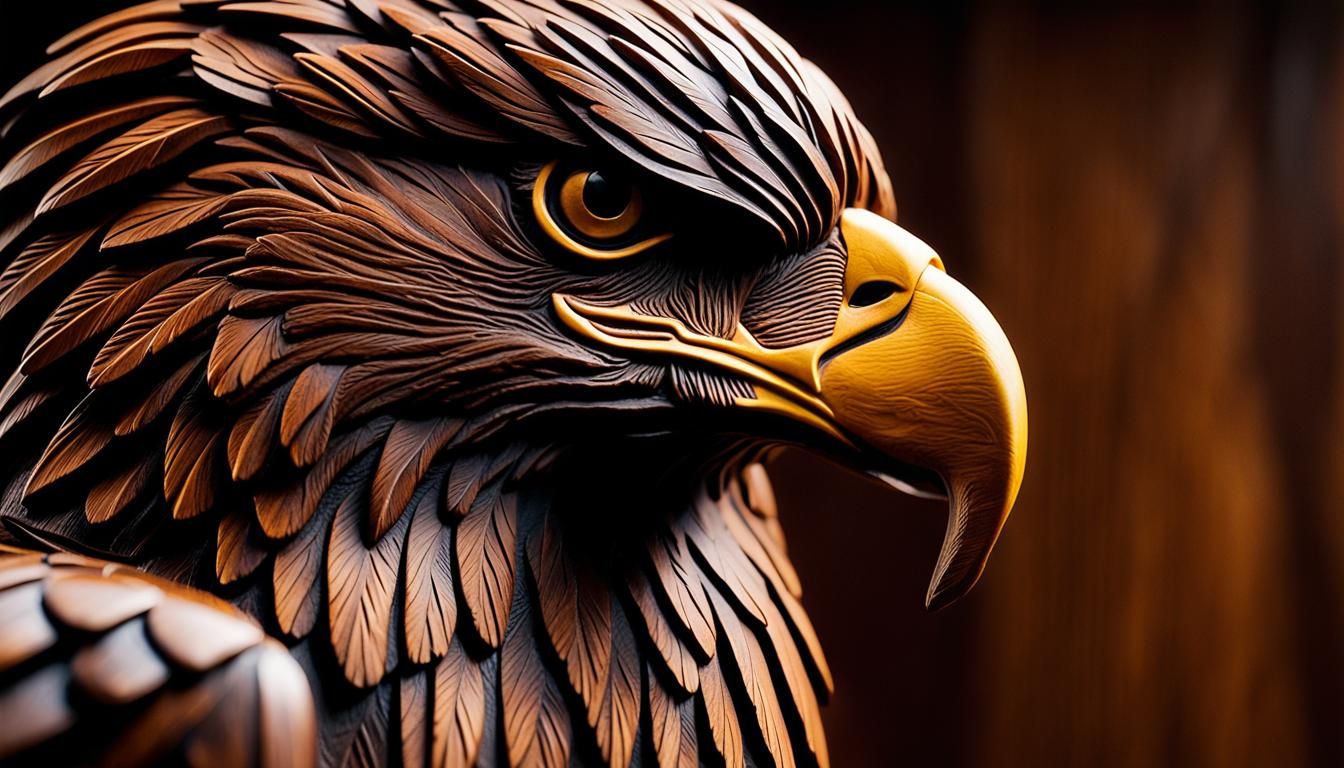 Majestic Hand-Carved Mahogany Bald Eagle