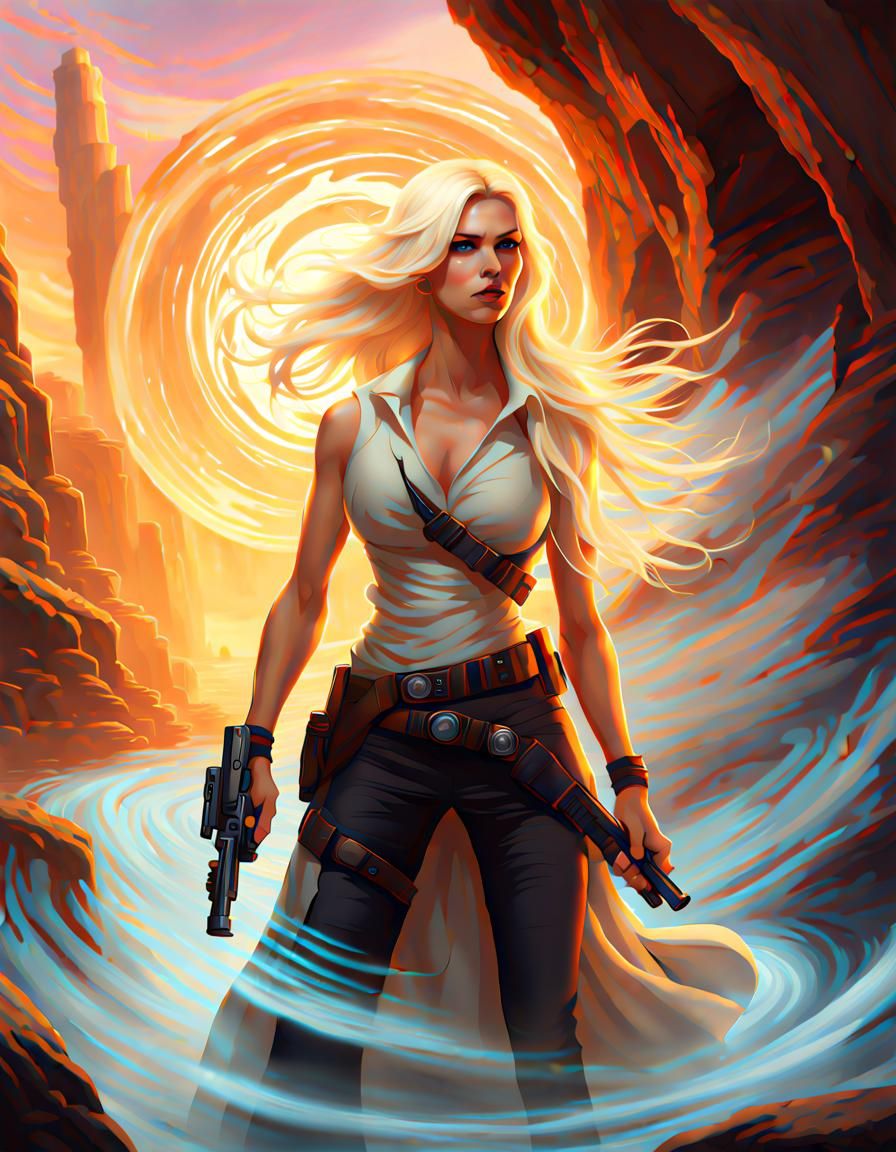 Bounty Hunter with Ghost in Ethereal Setting