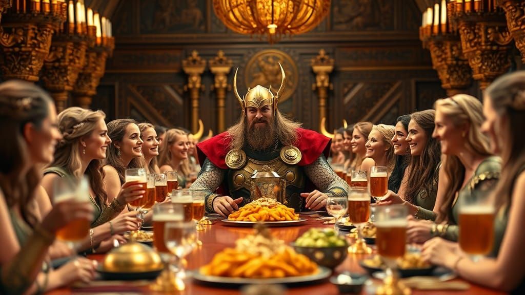 Thor's Feast in Valhalla: A Golden Portrait