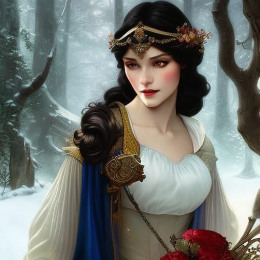 Beautiful Snow White Portrait in Oriental Style