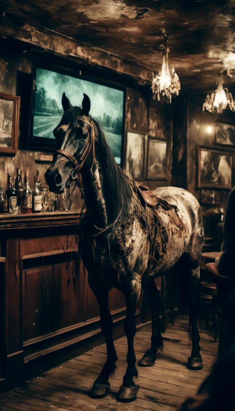 Horse Race on TV in Macabre Style