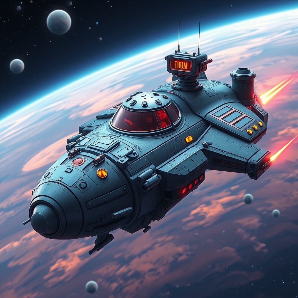 Vibrant Anime Spaceship with Intricate Details and Deep Colo...