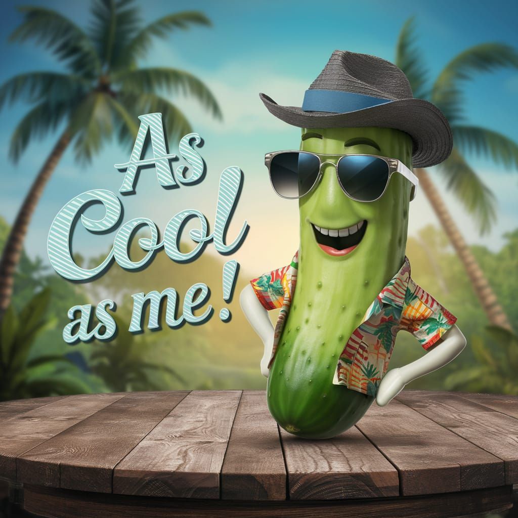 Cucumber in Sunglasses: A Whimsical Digital Illustration