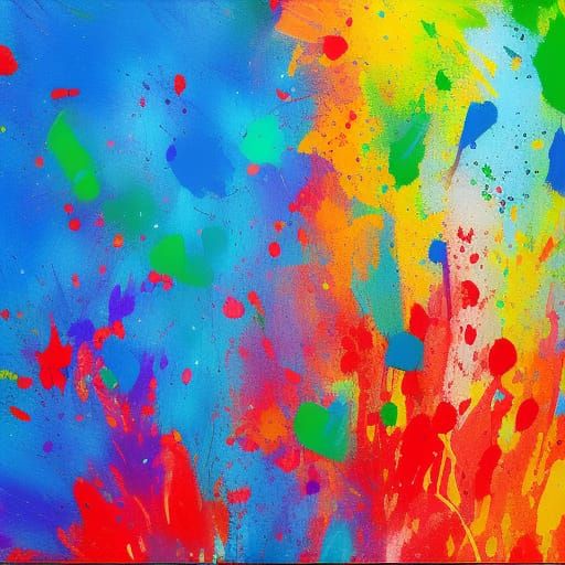 Abstract Paint Splatters in Complementary Colors