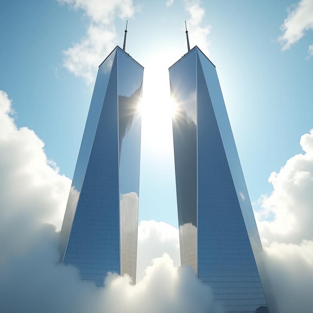 World Trade Center Towers in Heaven: Photorealistic Architec...