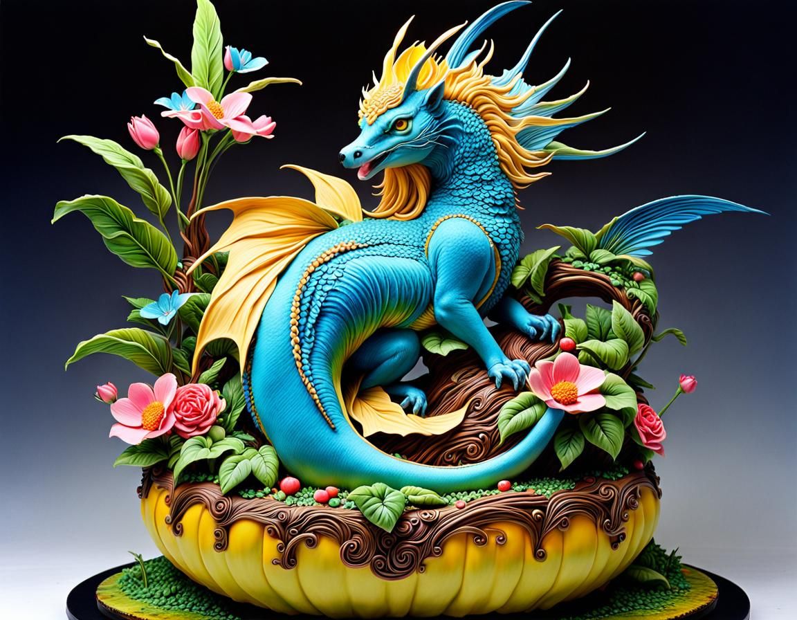 Elaborate Cake Sculpture in Detailed Style