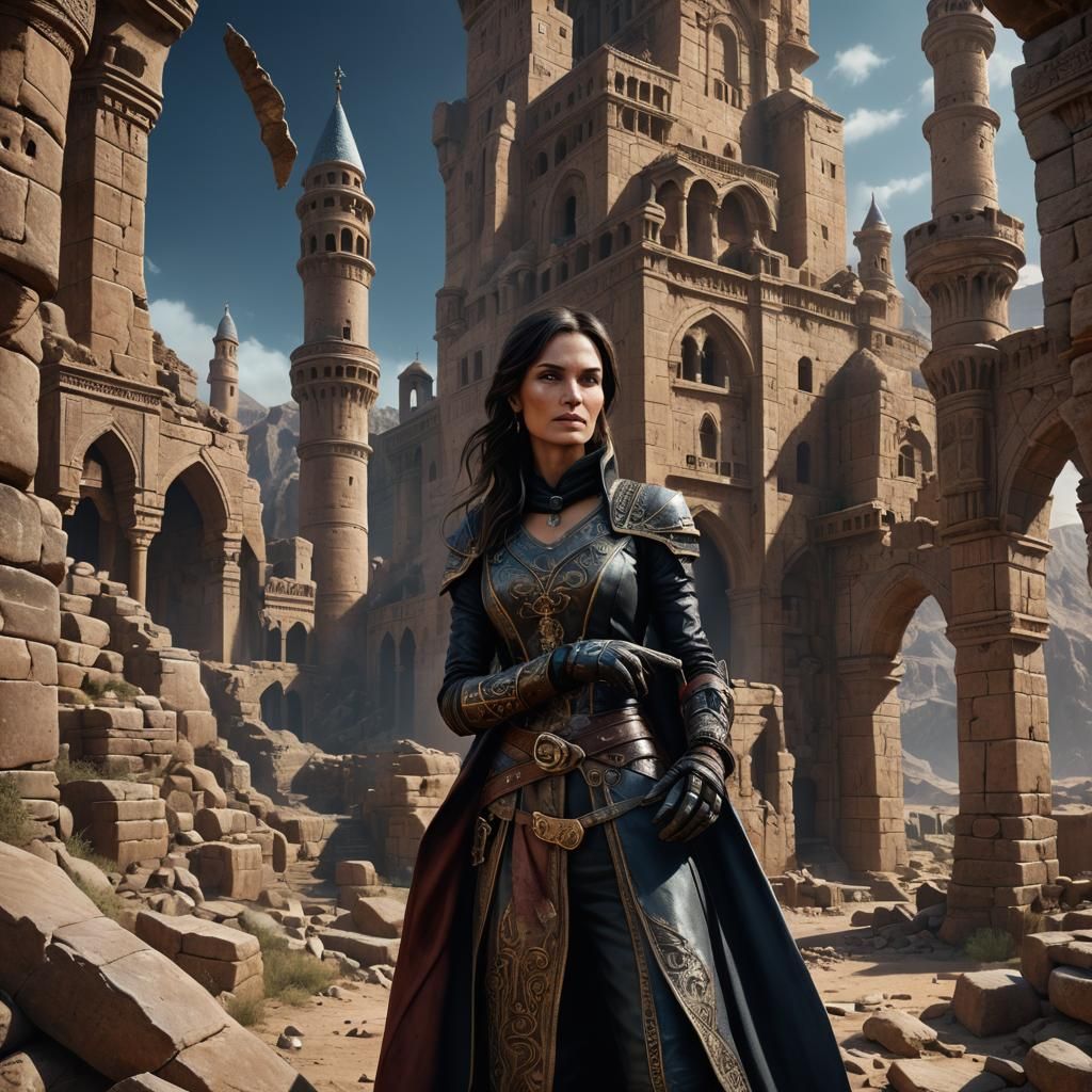 Famke Janssen with Leather Gloves at Jam, Matte Painting