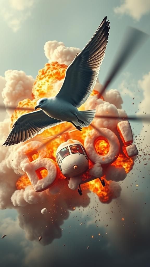 Seagull Helicopter Collision Creates 'Boom' Explosion
