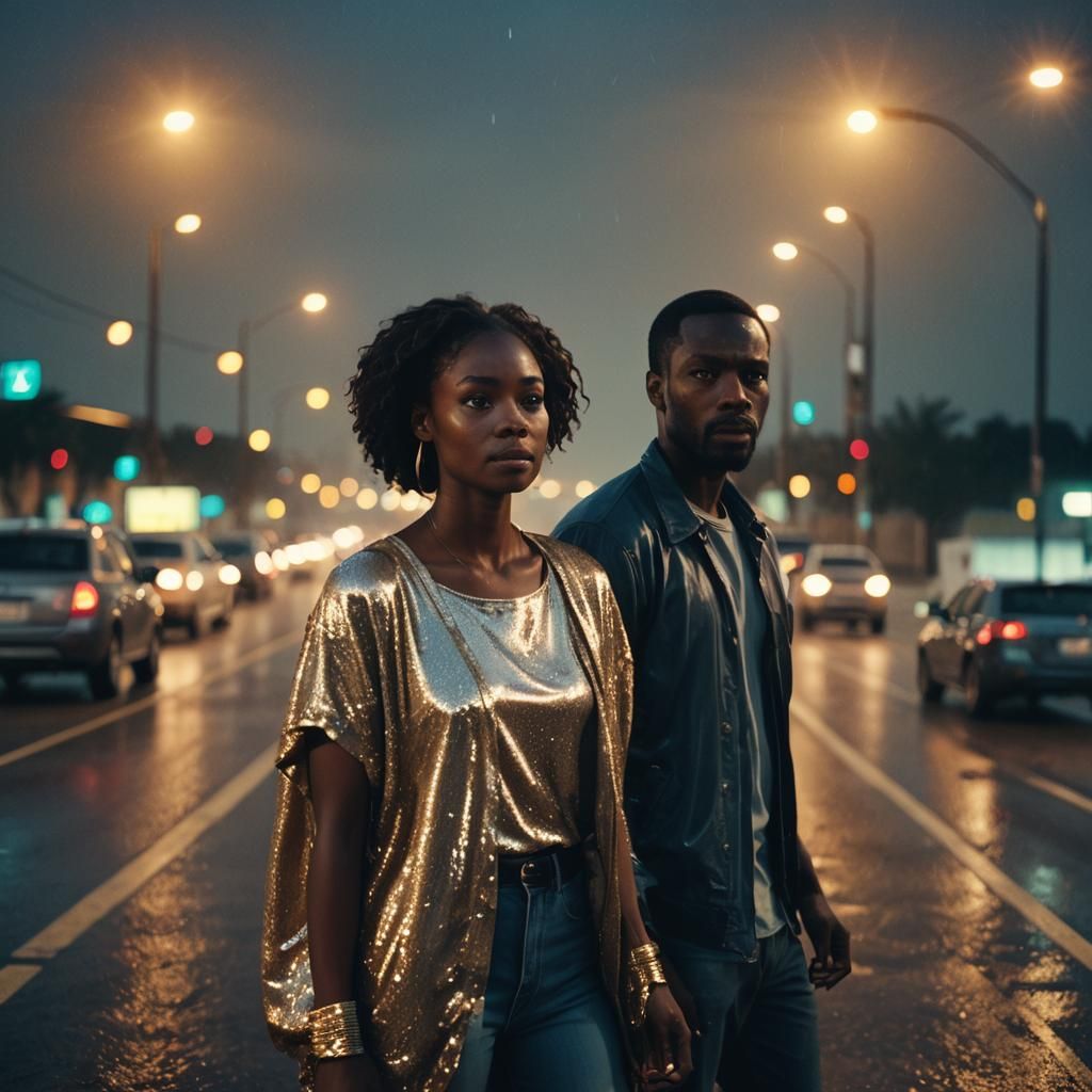 Highway at Night: A Cinematic Film Still
