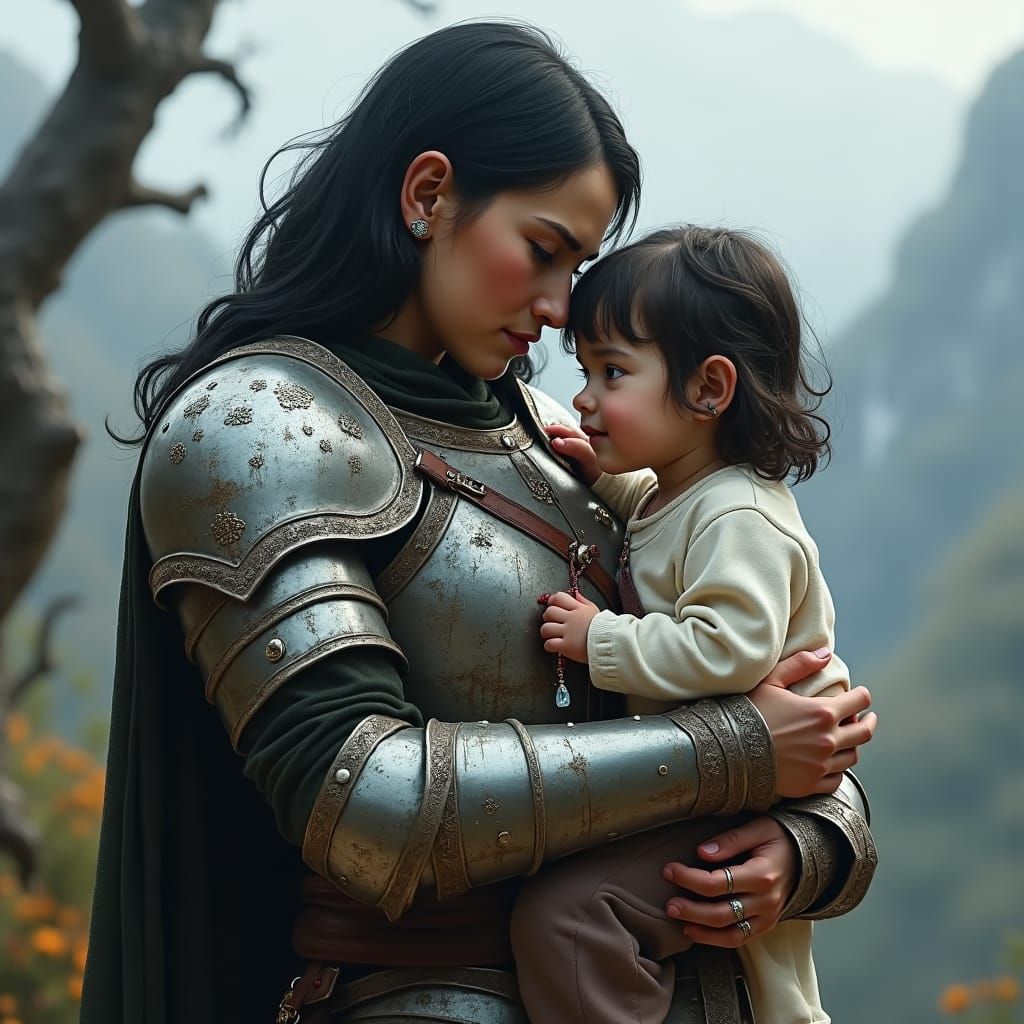 Cleric and Daughter in Fantasy Landscape, Matte Painting