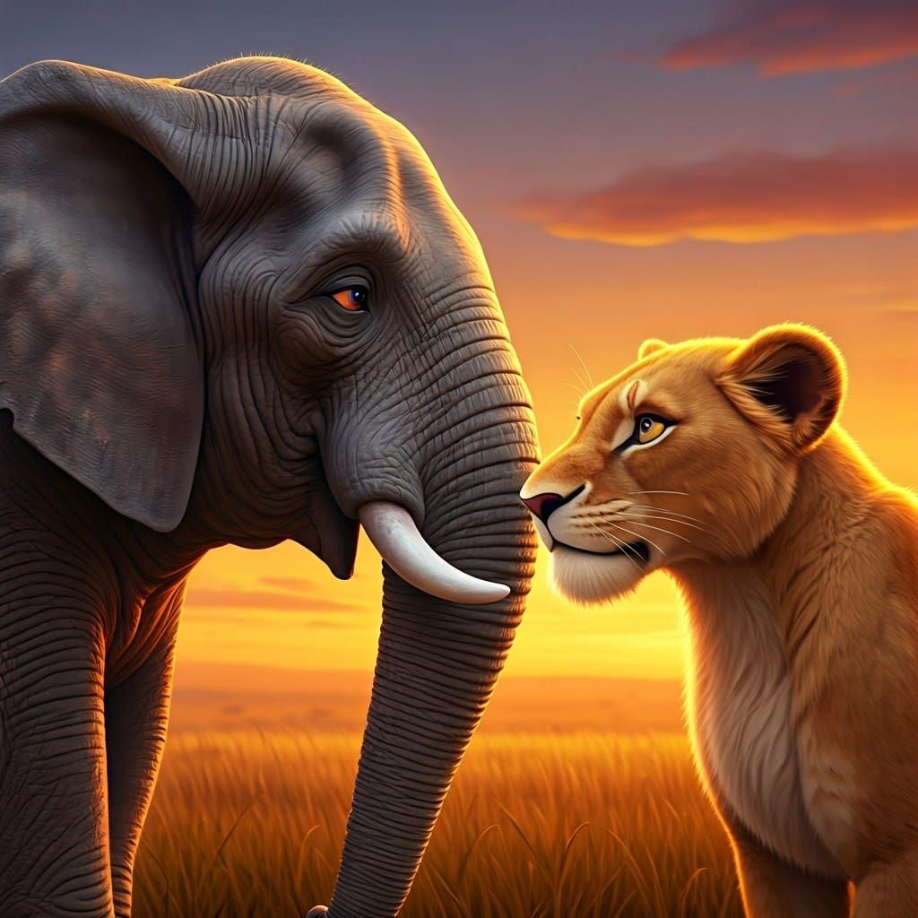 Elephant and Lioness: A Pixar-Inspired Romance