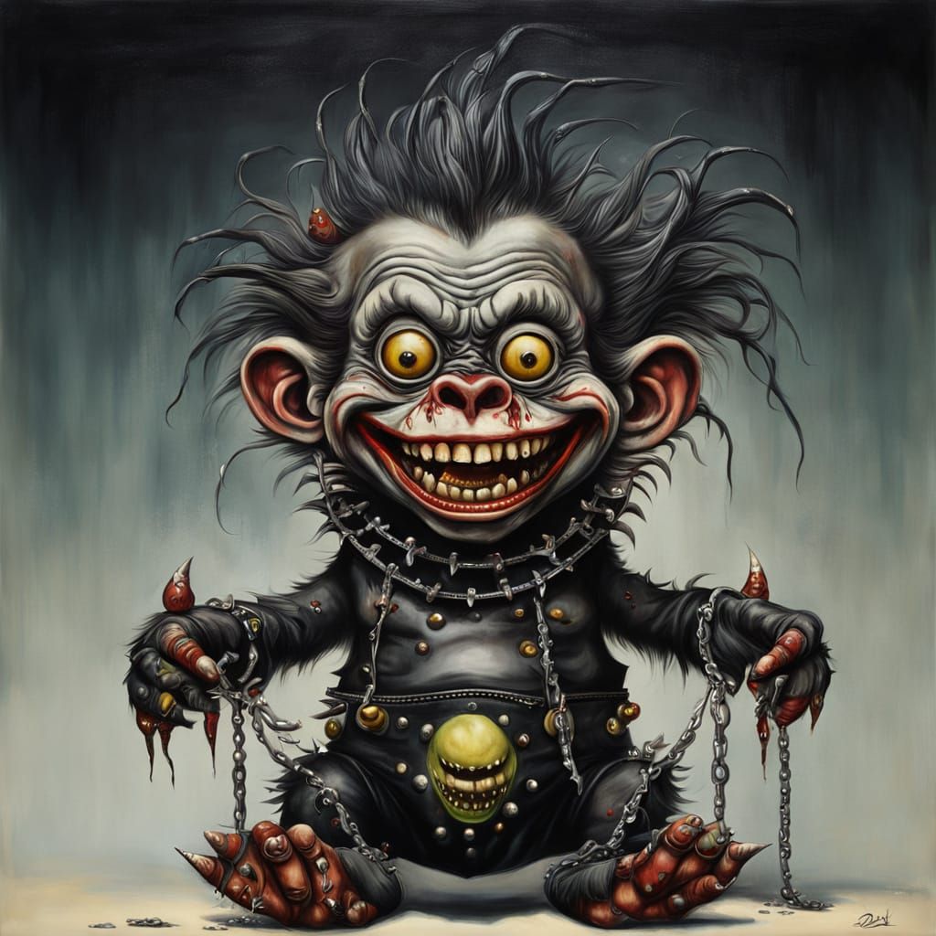 Surrealist Clown Toddler Unleashes Chaos in Dark Fantasy