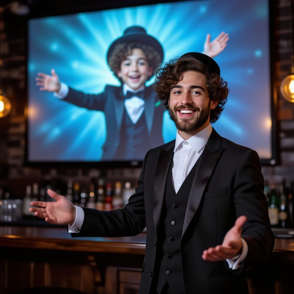 Haredi Barman Mirrors Dancing Boy on Giant Screen