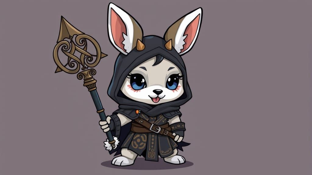 Whimsical Gothic Rabbit Hybrid in Celtic Attire