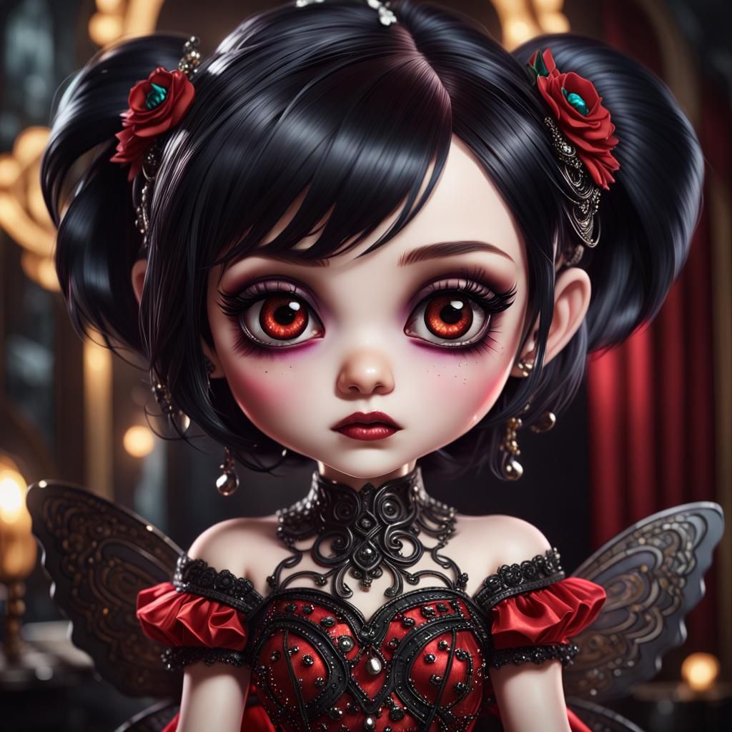 Deco Goth Chibi Pixie Portrait in Ultra-HD
