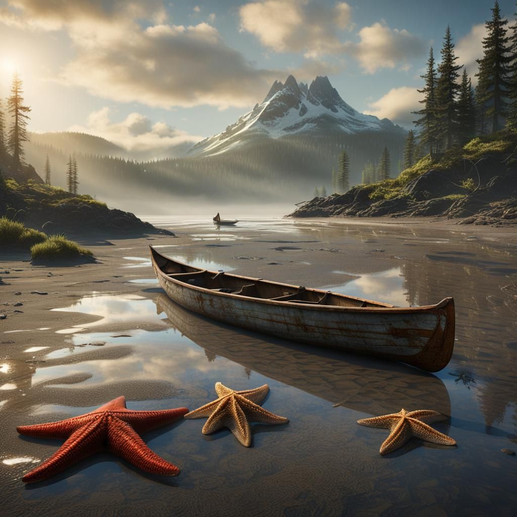 Pacific Northwest Ocean Scene with Sunfish in Matte Painting