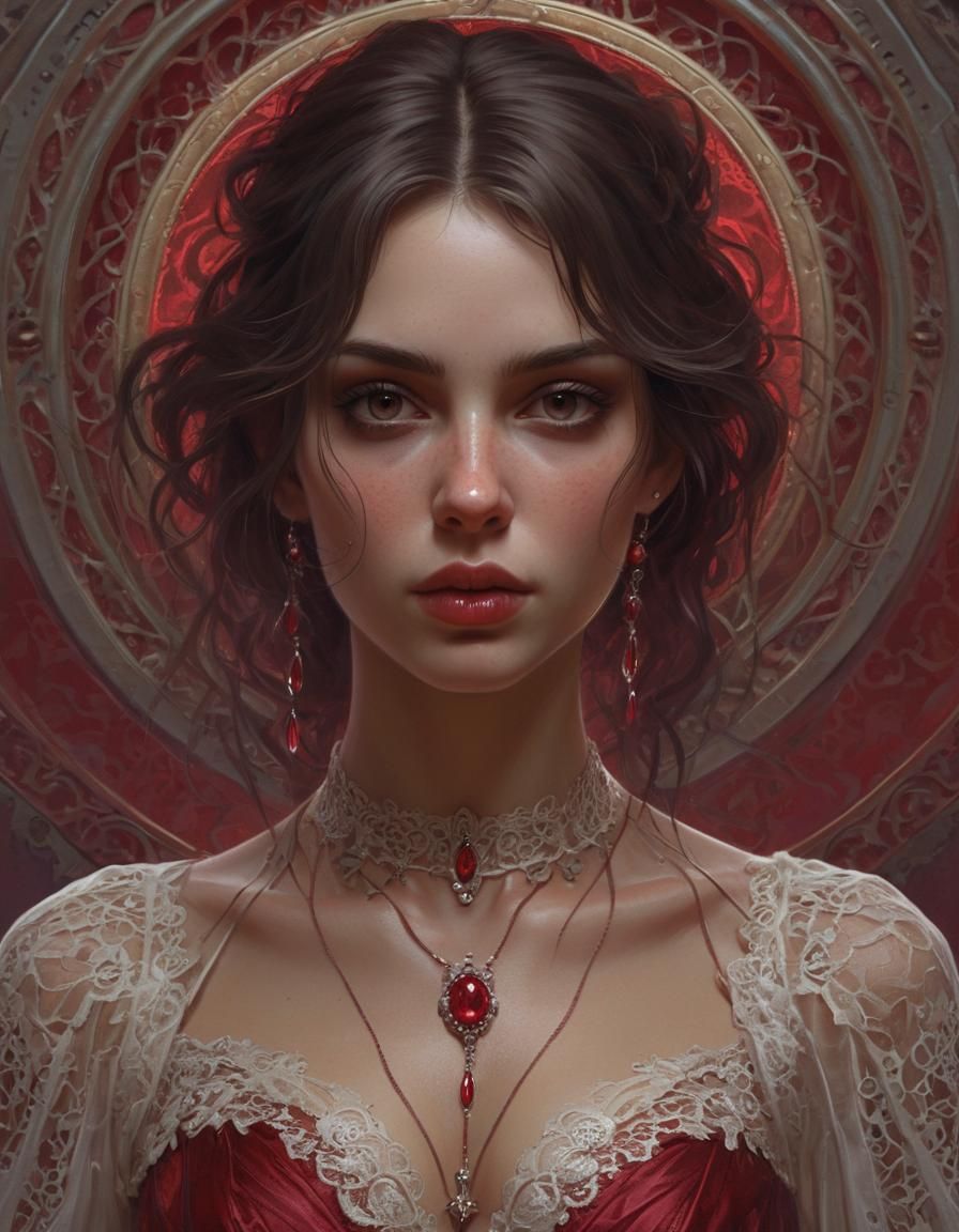 Hyperrealistic Vampire Woman Portrait with Dramatic Lighting