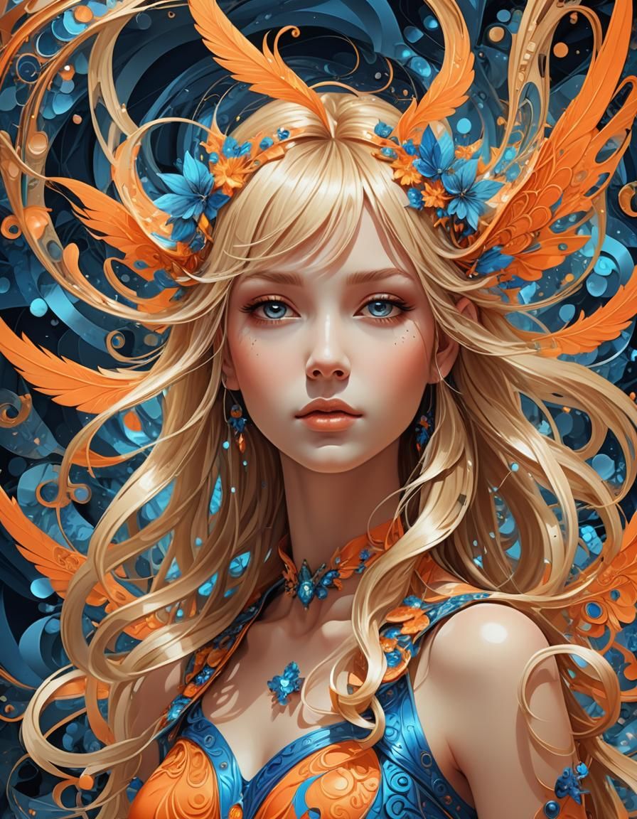 Blonde Fairy in Fractal Vector Art
