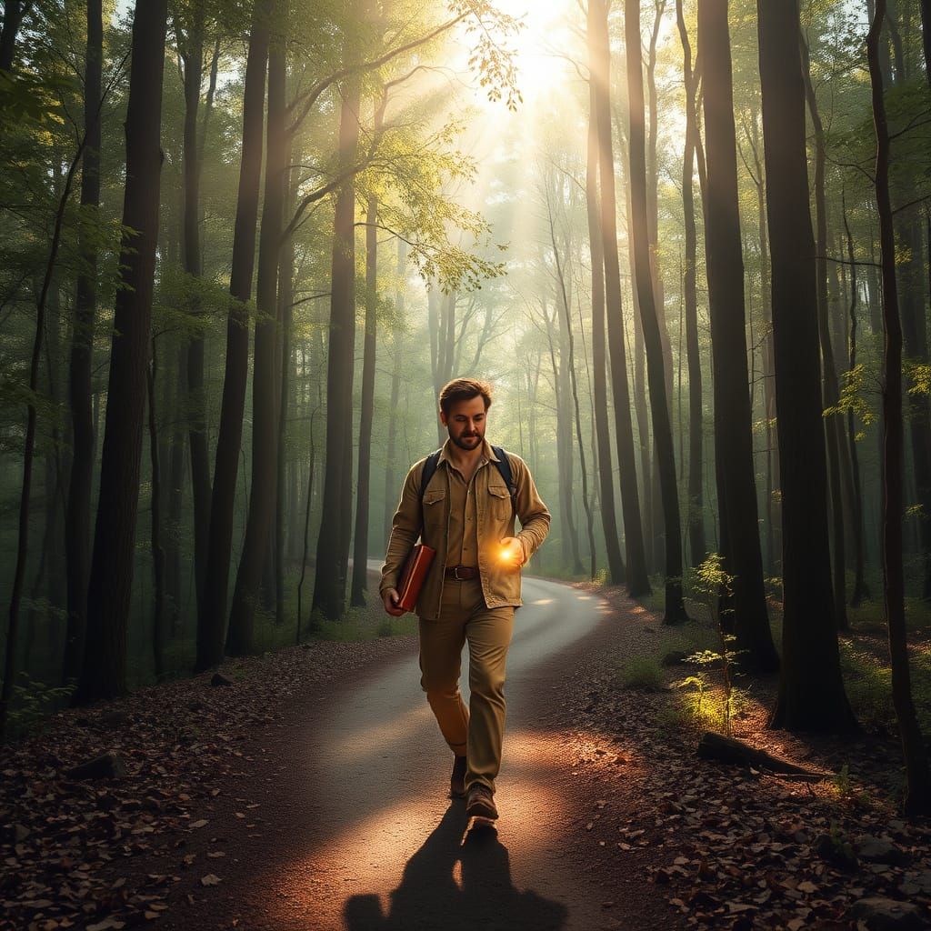 A Man Finds Peace in the Forest