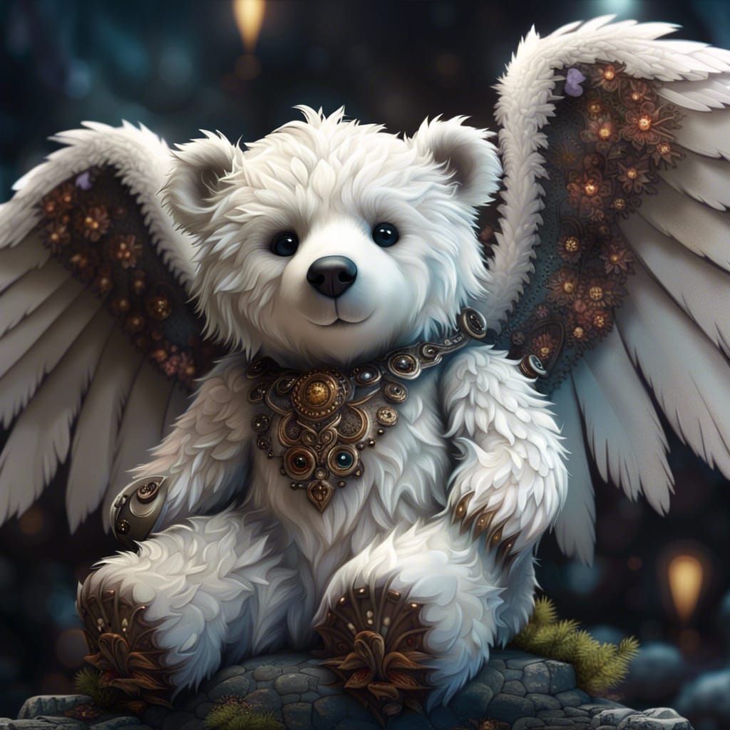 Winged Teddy Bear Fantasy Concept Art