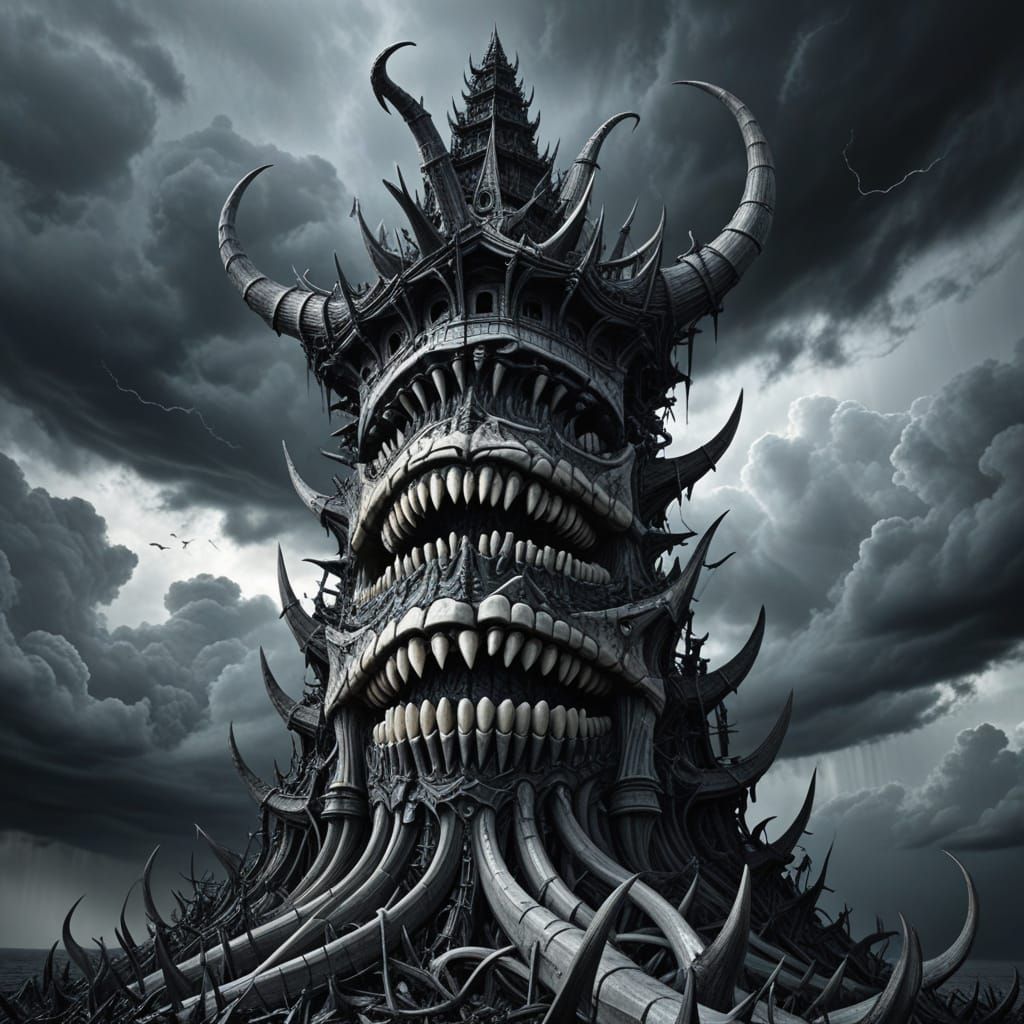 Dark Fantasy Tower of Twisted Teeth and Tusks