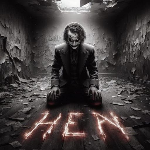 Ultra Dark Joker Wallpaper in a Destroyed Room