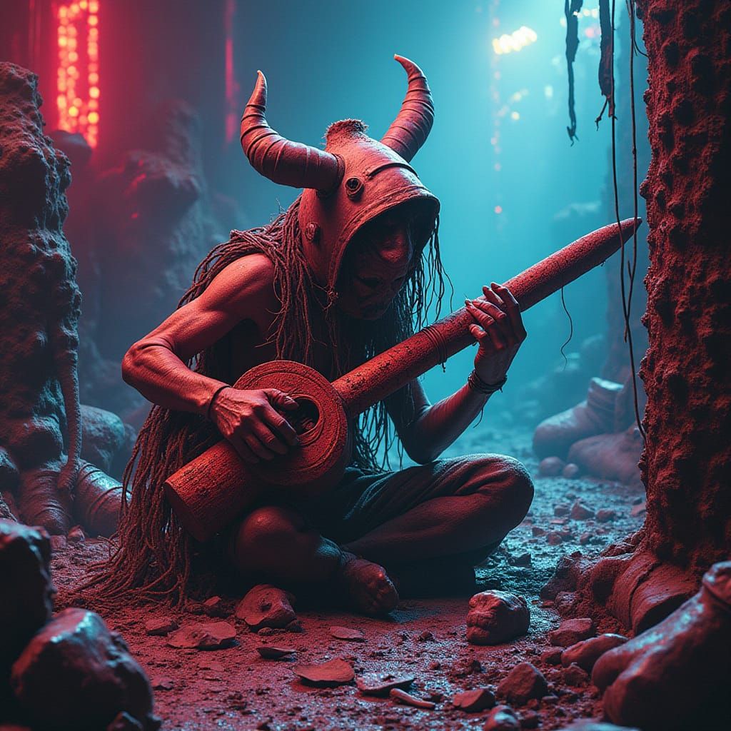 Cyberpunk Rave Dervish Lost in Neon-Trash Storm