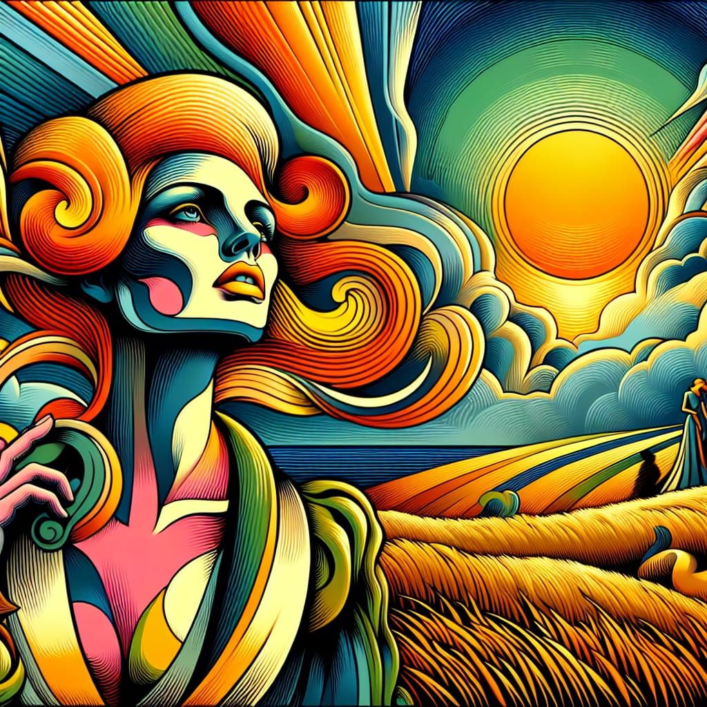 Art Nouveau Woman with Exaggerated Anatomy