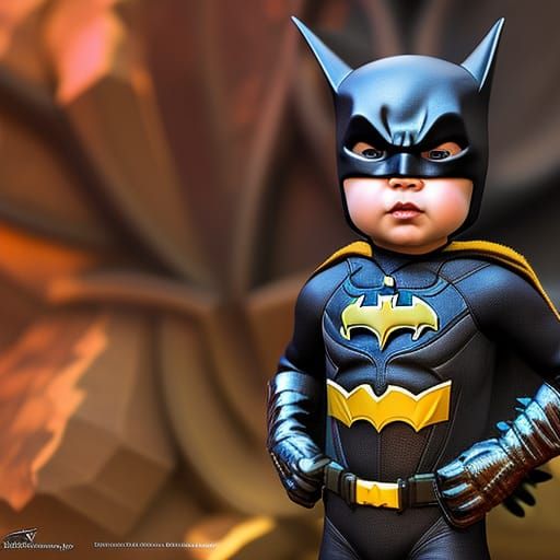 Baby Batman 3D Render in Josephine Wall Style