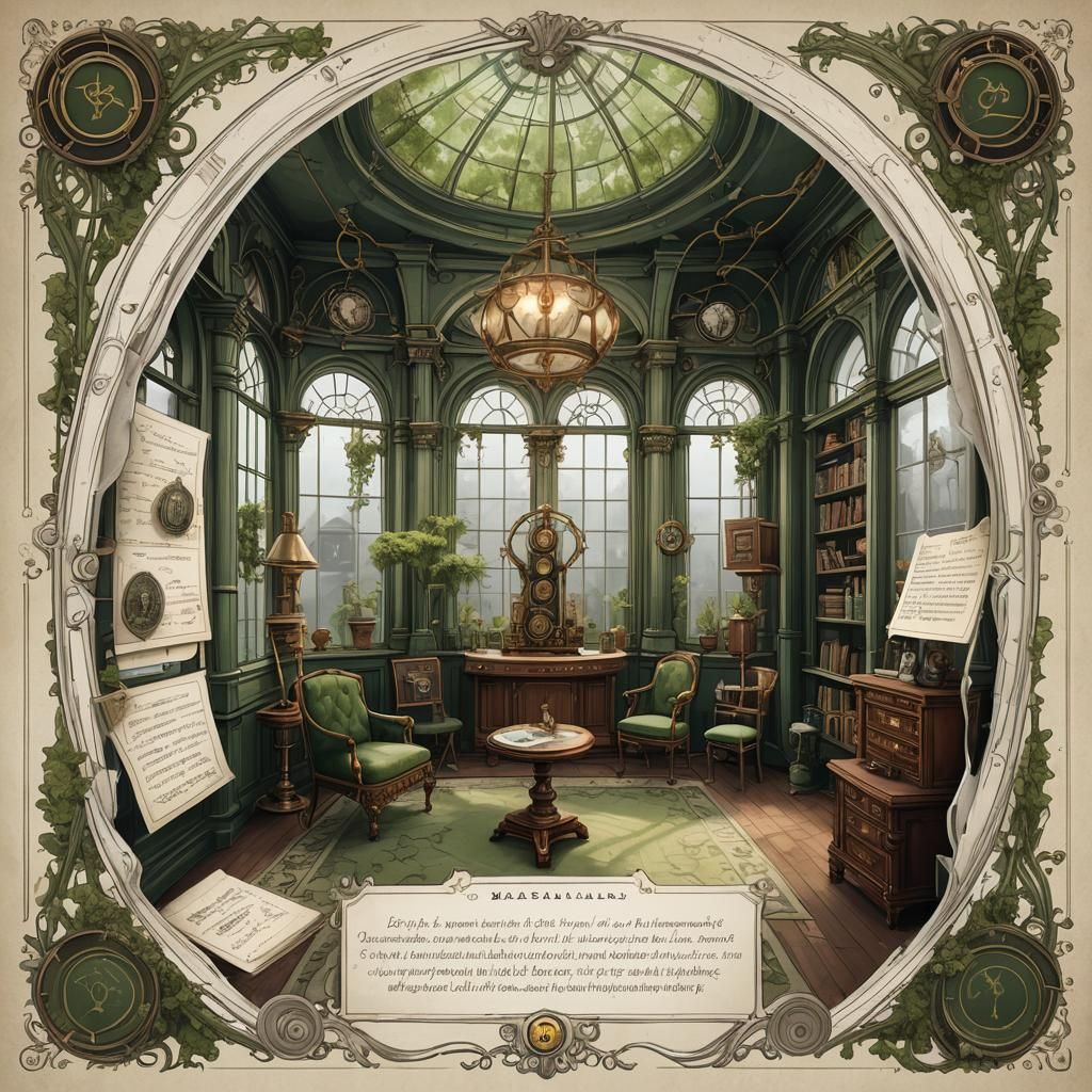 Steampunk Game Card in Gothic Mansion