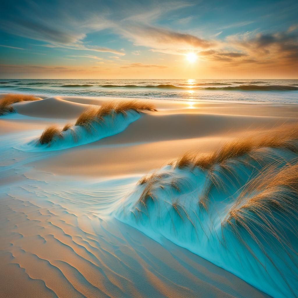 Serene Beach Horizon in a Fantastical Landscape