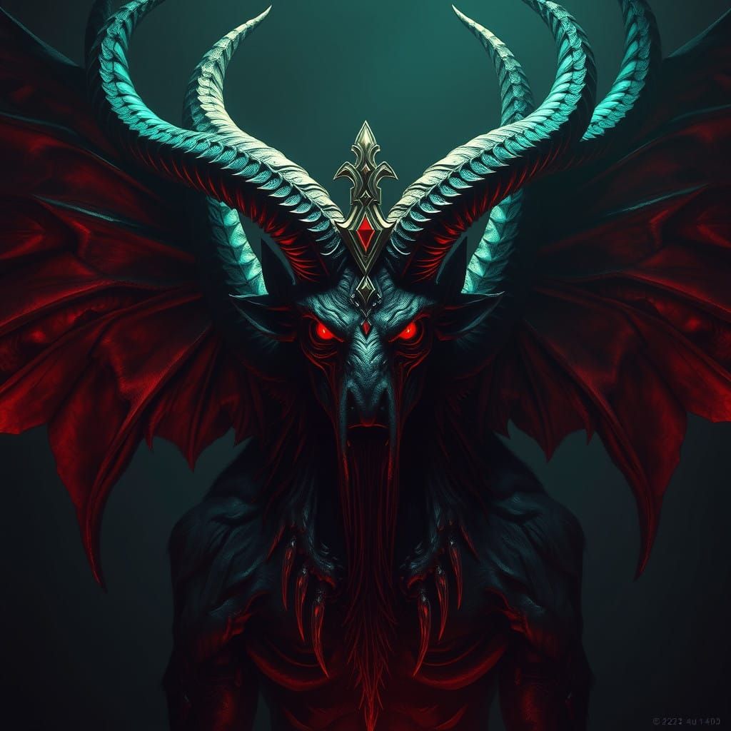 Regal Baphomet in Exquisite Matte Painting Style