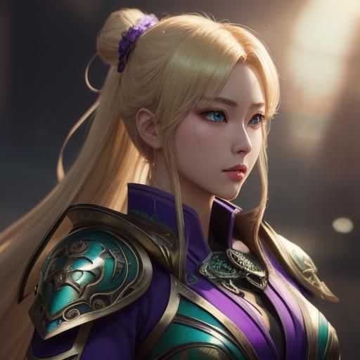 Regal Anime Warrior in Lavish Samurai Armor