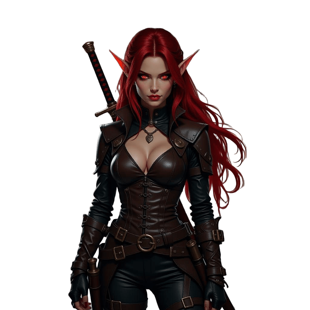 Tiefling Alchemist in Medieval Laboratory, Fantasy Art