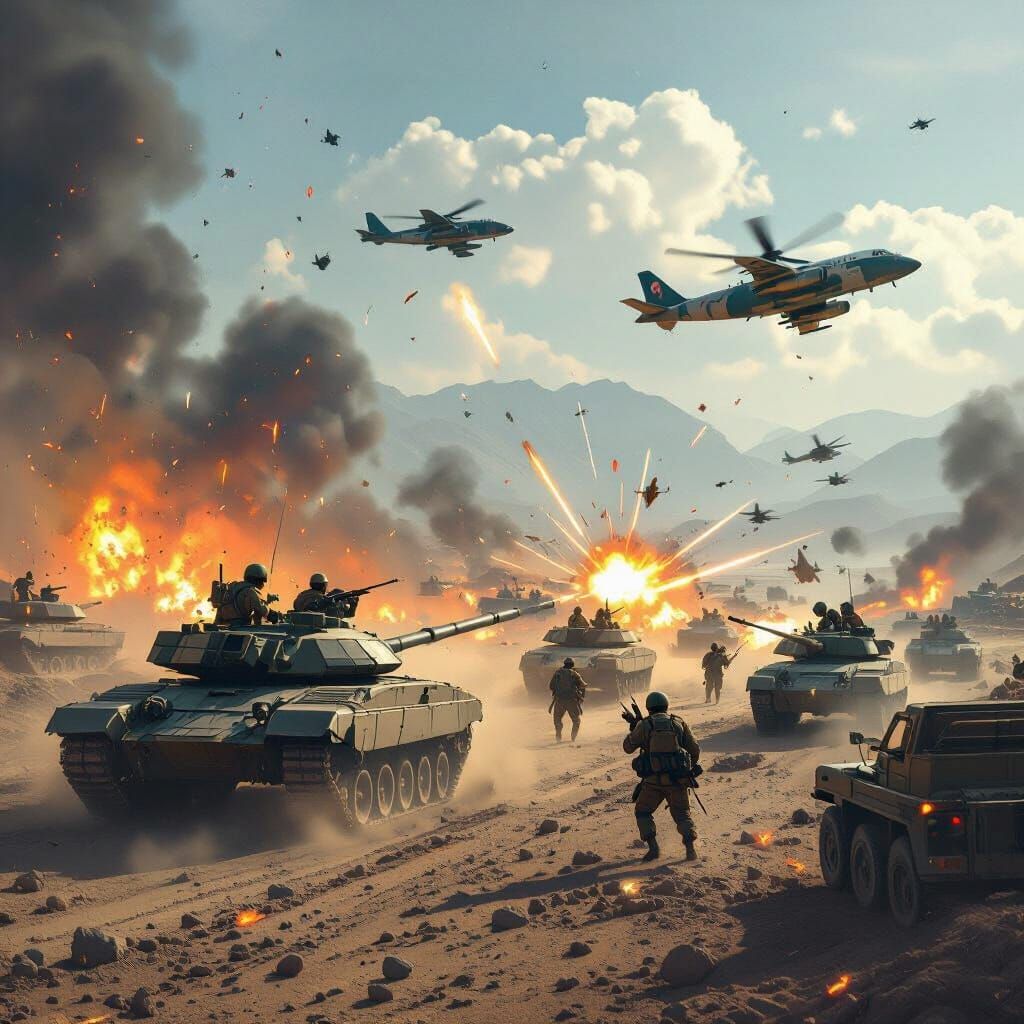 Intense War Scene: Pakistani vs Afghanistani Armies in Digit...