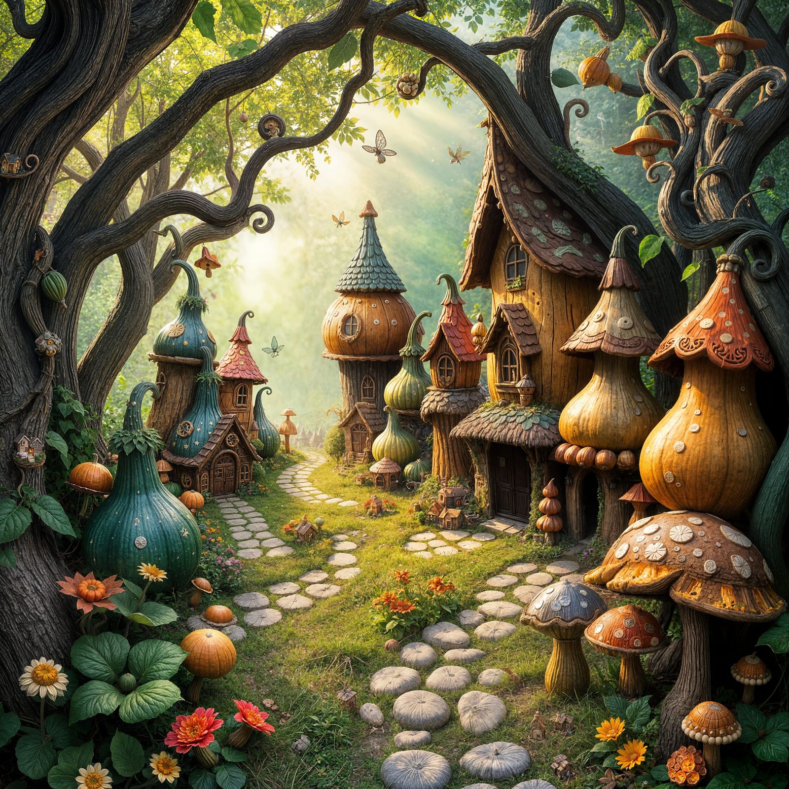 Enchanting Fairy Village of Gourd Houses