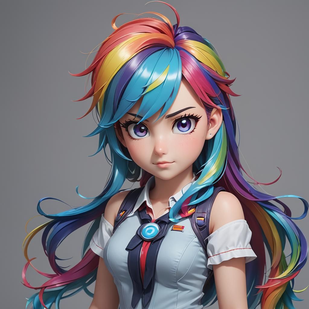 Rainbow Dash in Detailed 3D Anime Art Style