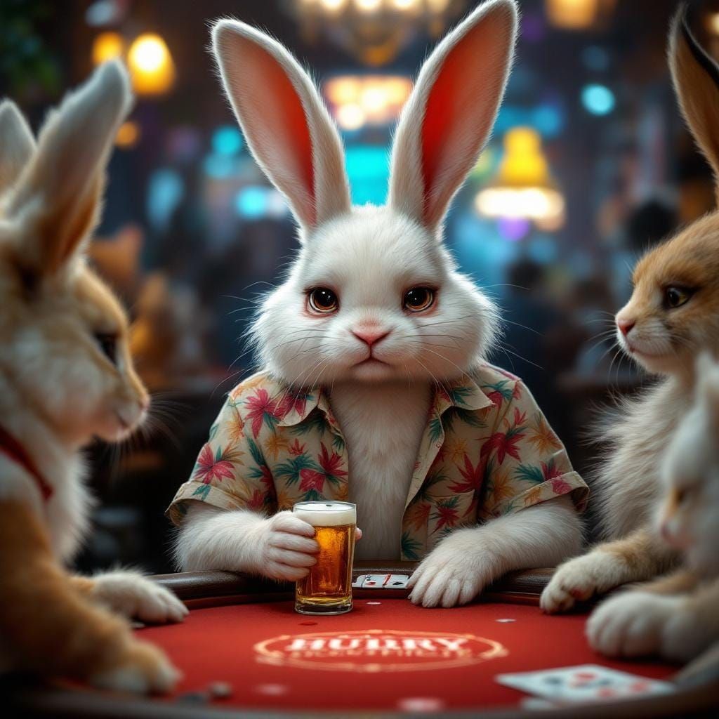 Rabbit Gambler in Fantasy Realism Style